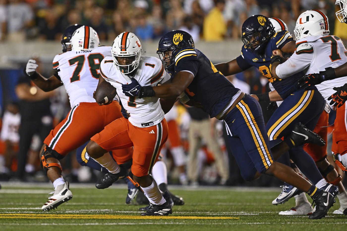 No. 8 Miami rallies from 25 points down to beat California 39-38 | iNFOnews.ca No. 8 Miami rallies from 25 points down to beat California 39-38 | iNFOnews.ca