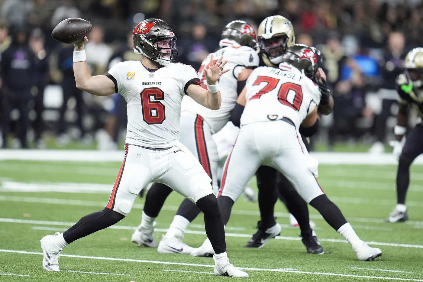 Mayfield passes for 4 TDs as the Bucs treat storm-weary fans to a 51-27 win over the Saints | iNFOnews.ca Mayfield passes for 4 TDs as the Bucs treat storm-weary fans to a 51-27 win over the Saints | iNFOnews.ca