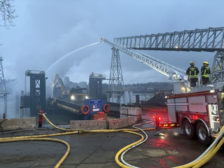 Air quality is being monitored after a barge fire in Surrey, B.C. | iNFOnews.ca