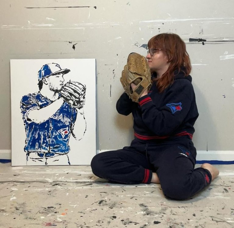 Artist uses baseball bats and balls to create paintings of Blue Jays | iNFOnews.ca