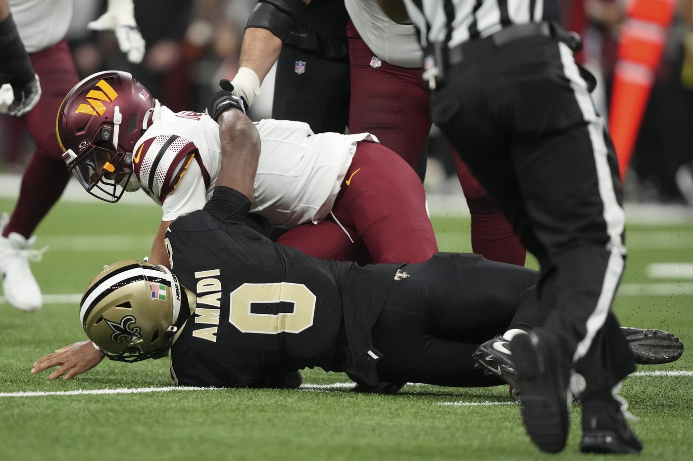Jayden Daniels was sacked 8 times, and the Commanders rookie QB shoulders some of the blame | iNFOnews.ca Jayden Daniels was sacked 8 times, and the Commanders rookie QB shoulders some of the blame | iNFOnews.ca