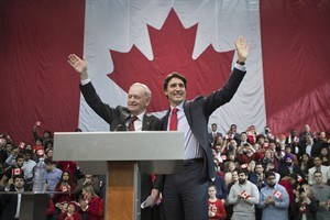 Trudeau and Chretien mark 50th anniversary of Canada's maple-leaf flag | iNFOnews.ca CP31909182