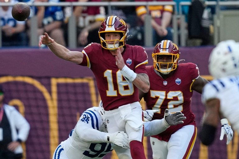 Kaliakmanis replaces injured Mariota as Commanders lose to Colts in London | iNFOnews.ca