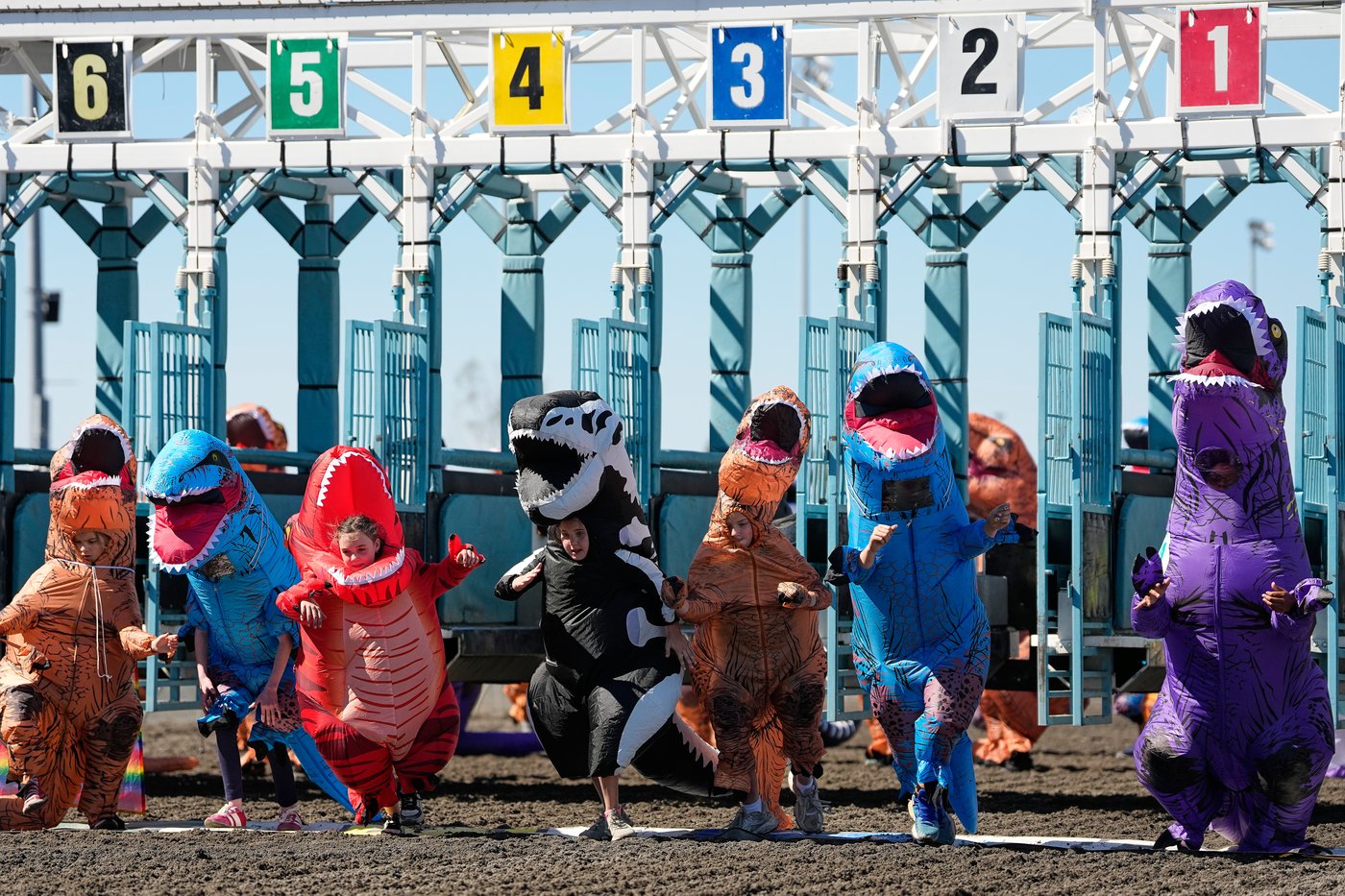 Inflatable dinosaurs race at Emerald Downs, in photos | iNFOnews.ca