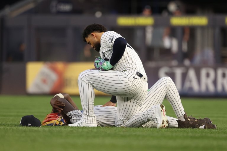 Yankees 2B Jazz Chisholm Jr. leaves game after collision with OF Jasson Domínguez | iNFOnews.ca