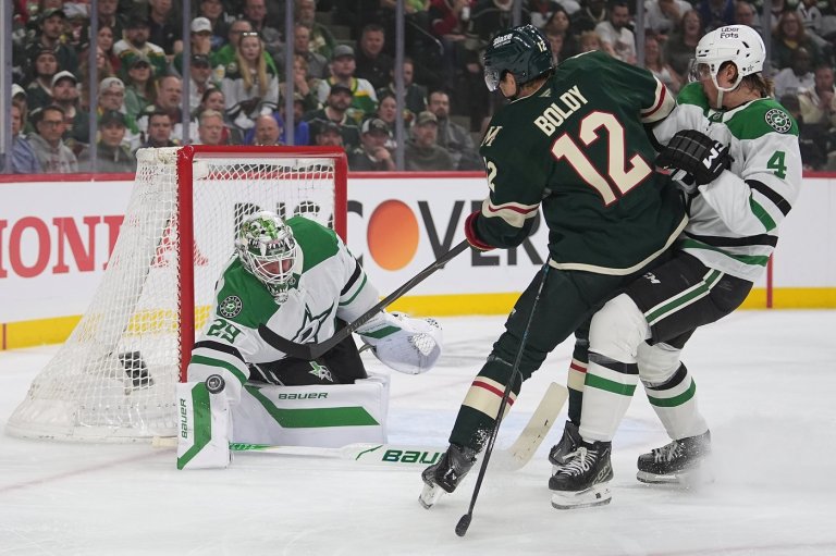 Wild's Boldy misses time in 1st period after face-planting from hit to head by Stars' Benn | iNFOnews.ca