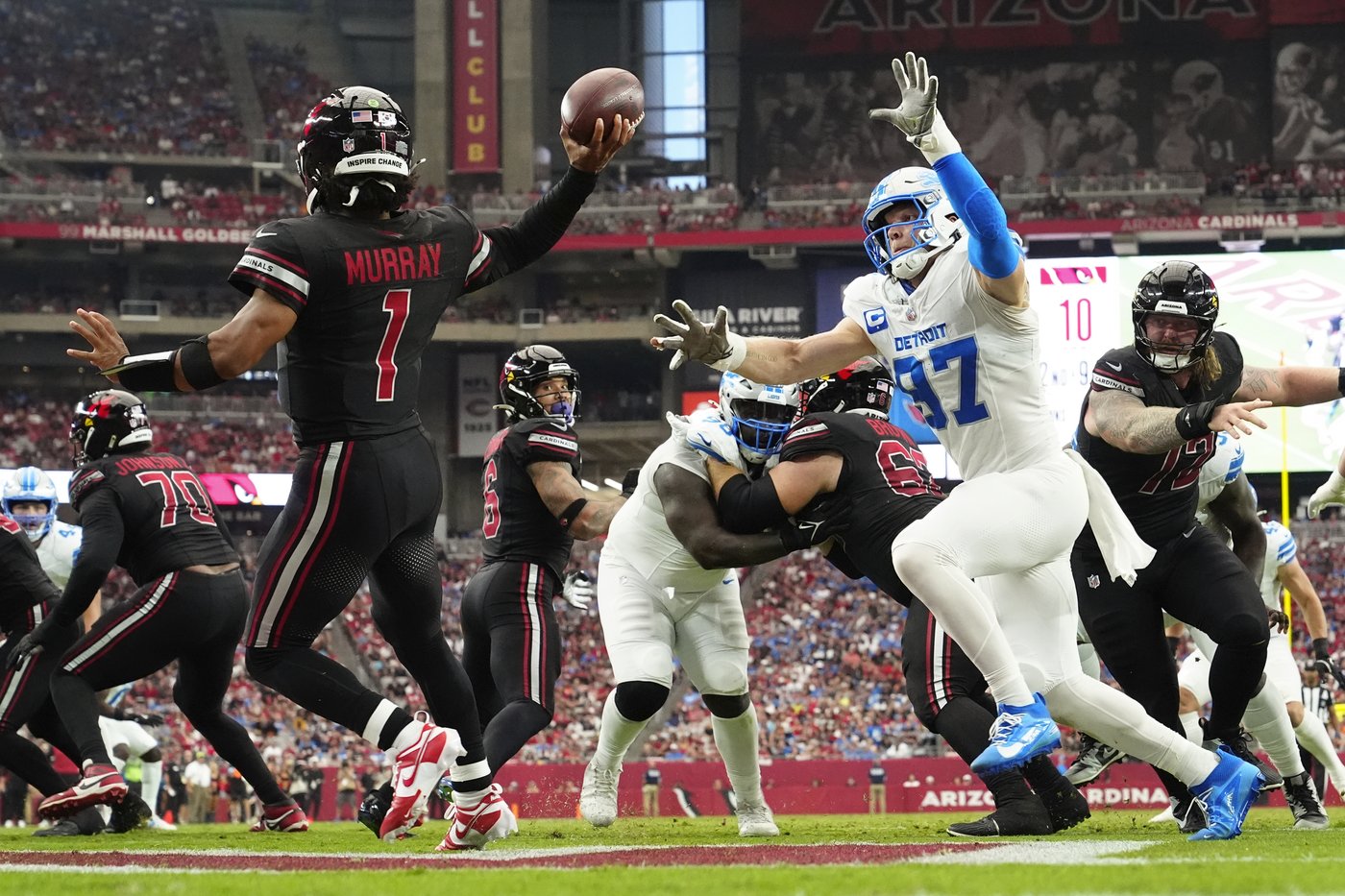 Jared Goff throws 2 TD passes and Lions' defense slows Kyler Murray in 20-13 win over Cardinals | iNFOnews.ca