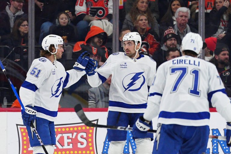 Kucherov scores on 1st 2 shots, Lightning beat Flyers 7-2 for 9th straight win | iNFOnews.ca
