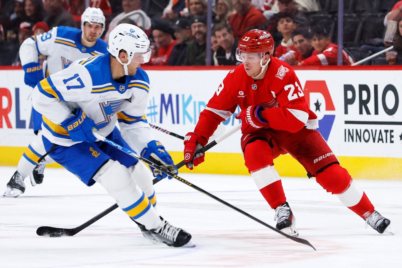 Edvinsson scores two goals as Red Wings erase four-goal deficit, beat Blues 6-4 | iNFOnews.ca Edvinsson scores two goals as Red Wings erase four-goal deficit, beat Blues 6-4 | iNFOnews.ca