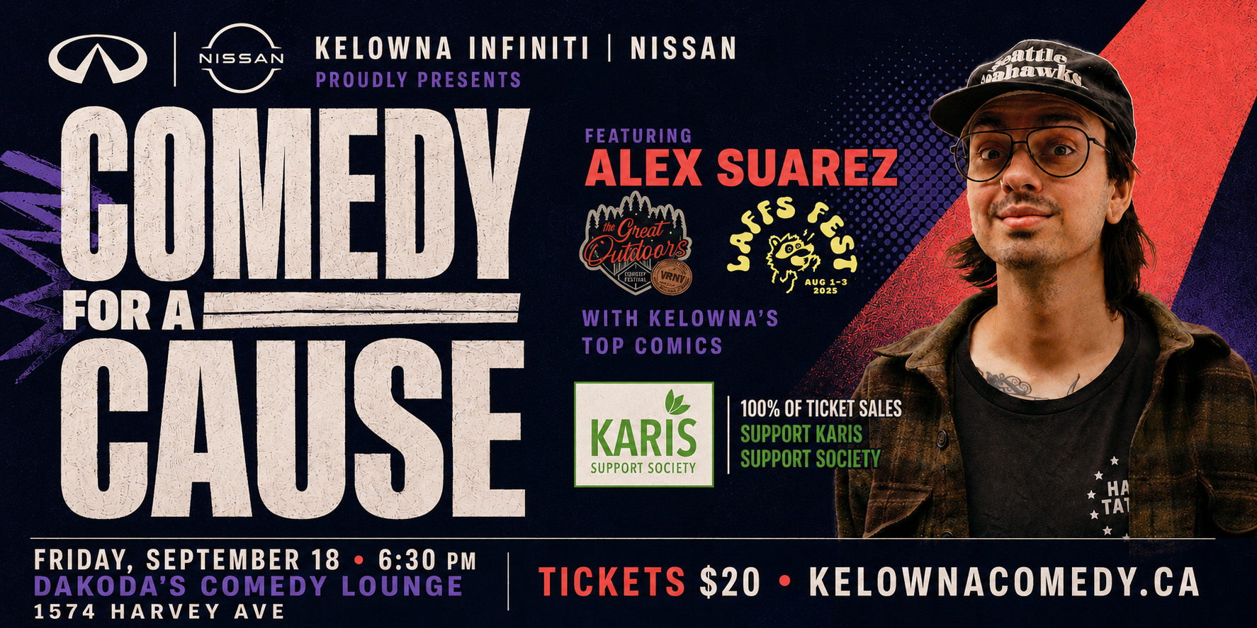Kelowna Infiniti Nissan presents Comedy for a Cause for Karis Support Society | iNFOnews.ca Kelowna Infiniti Nissan presents Comedy for a Cause for Karis Support Society