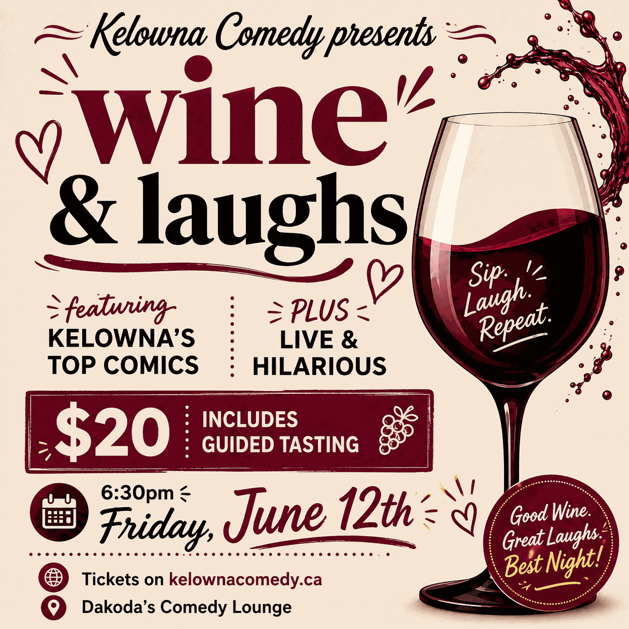 Wine & Laughs at Dakoda's Comedy Lounge | iNFOnews.ca Wine & Laughs at Dakoda’s Comedy Lounge