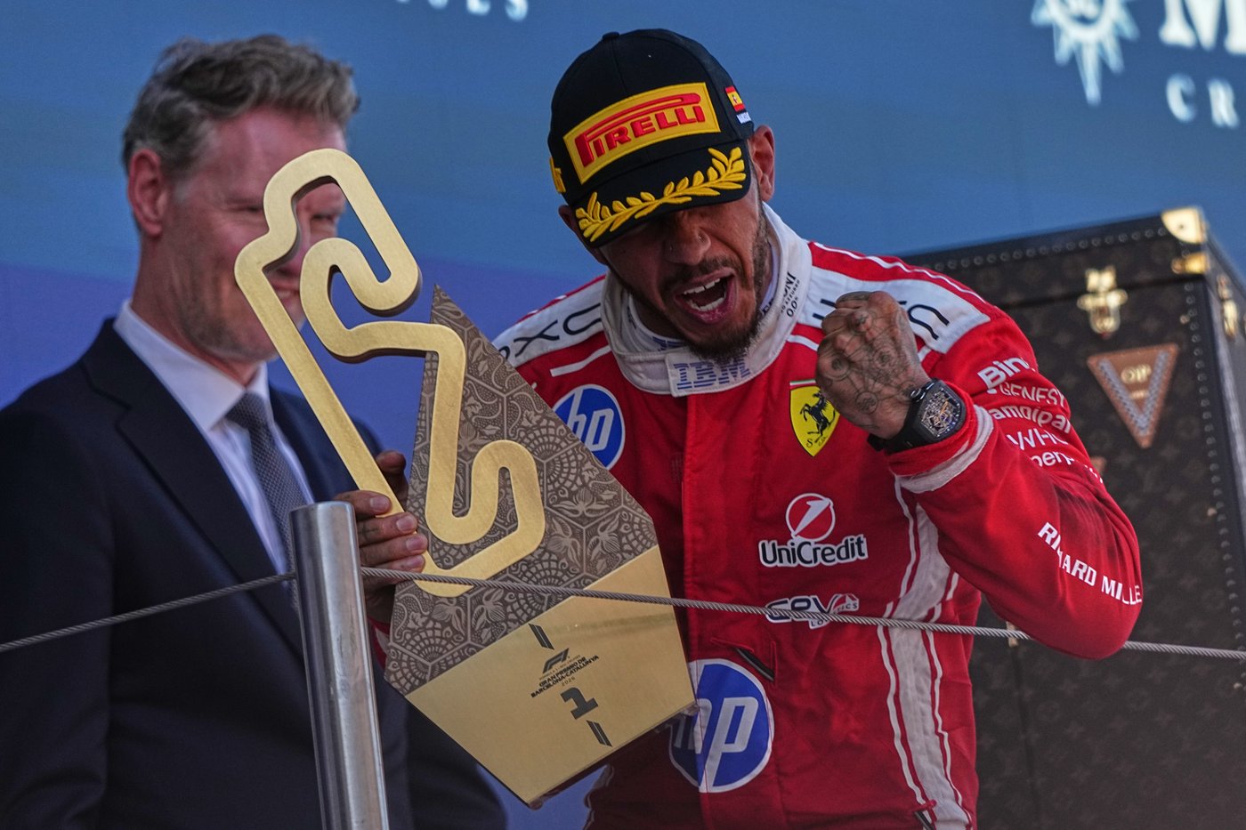 Hamilton celebrates 1st victory with Ferrari after winning Barcelona GP as Antonelli breaks down | iNFOnews.ca Hamilton celebrates 1st victory with Ferrari after winning Barcelona GP as Antonelli breaks down | iNFOnews.ca