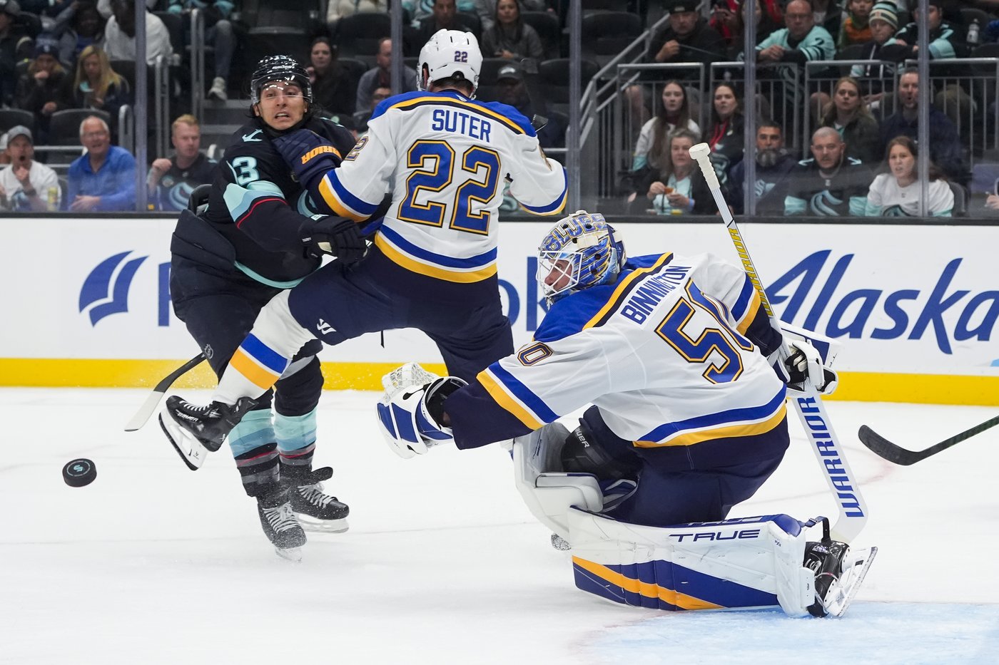 Jordan Kyrou scores twice as Blues spoil Kraken's home opener with 3-2 win | iNFOnews.ca