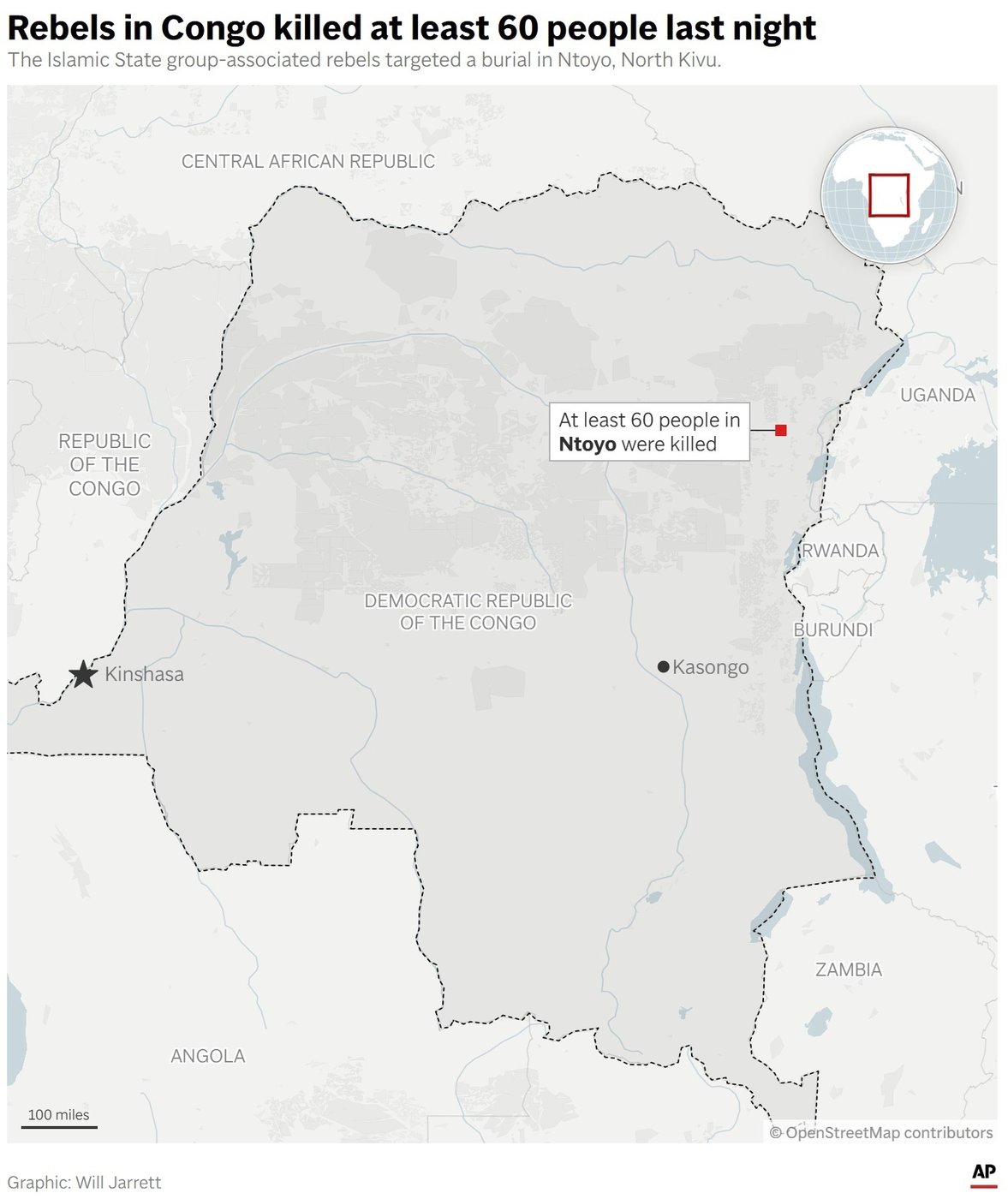 At least 60 people killed in a rebel attack on funeral ceremony in eastern Congo | iNFOnews.ca