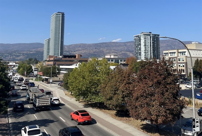 A view of some skyscrapers in Kelowna.