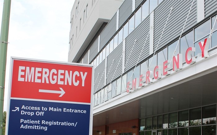 The entrance to an emergency department at a hospital.