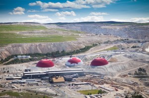 Aerial image of an open pit mine