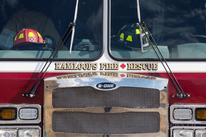 The front of a Kamloops fire truck