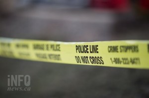 Police tape at a crime scene.