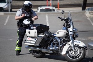 A motorcycle cop looking cool