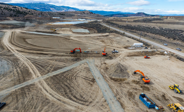 An aerial image of a construction site.