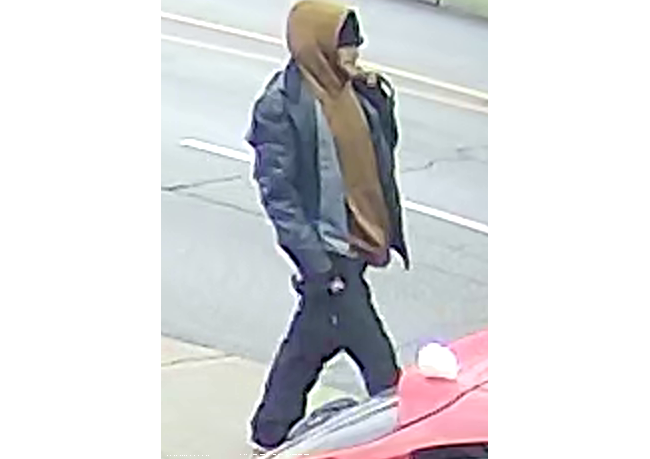 Surveillance images of a man on a sidewalk.