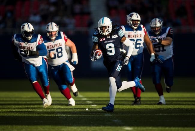 Argos return two interceptions for TDs in exhibition victory over Alouettes | iNFOnews.ca