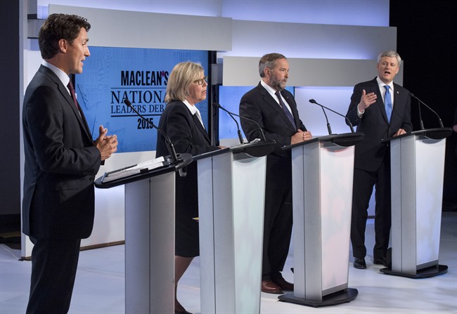 Mulcair, Harper, Trudeau confound expectations in campaign's first debate | iNFOnews.ca CP34102865