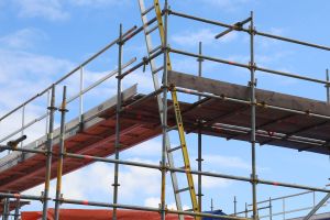 Scaffolding on a building site.